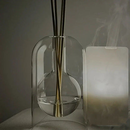 Diffuseur d'aromathérapie en verre pour huiles essentielles et bâtonnets en rotin – Parfum d'ambiance moderne pour décoration intérieure élégante