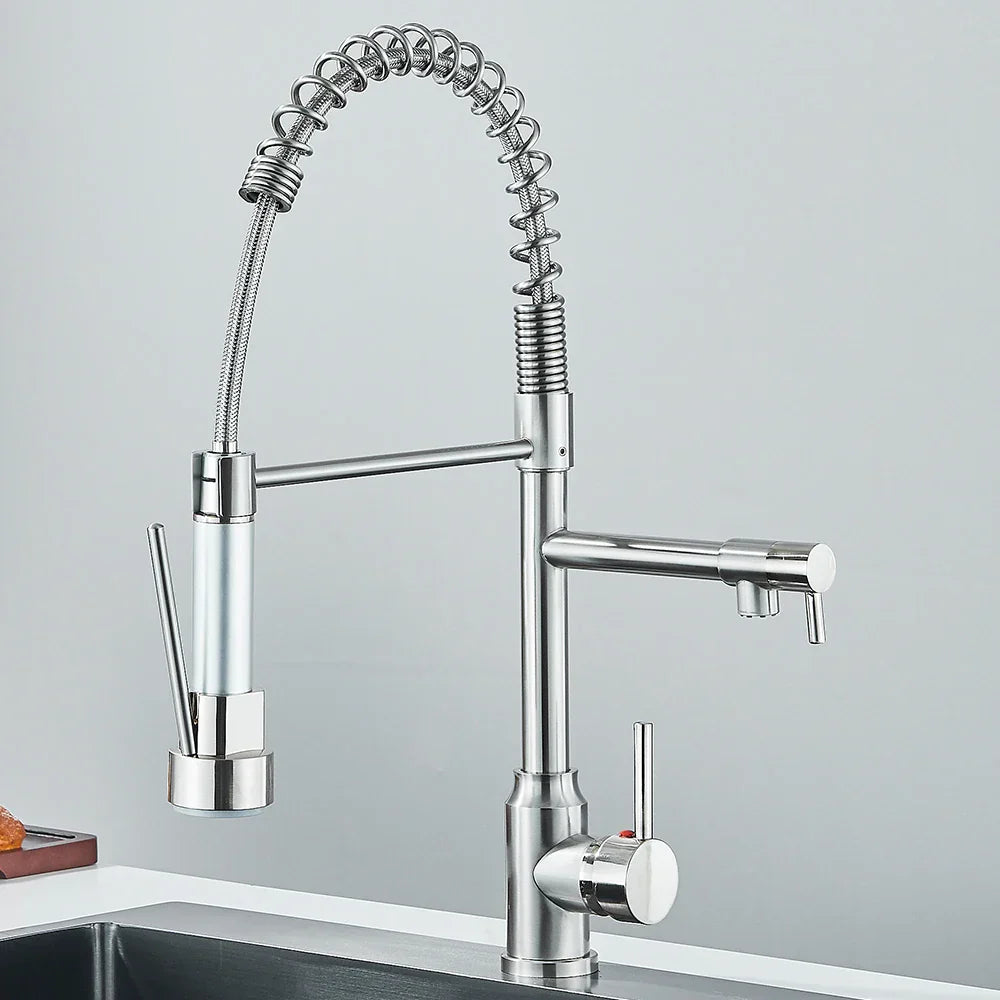 FlexiSource – Robinet de Cuisine à Double Bec avec Mélangeur