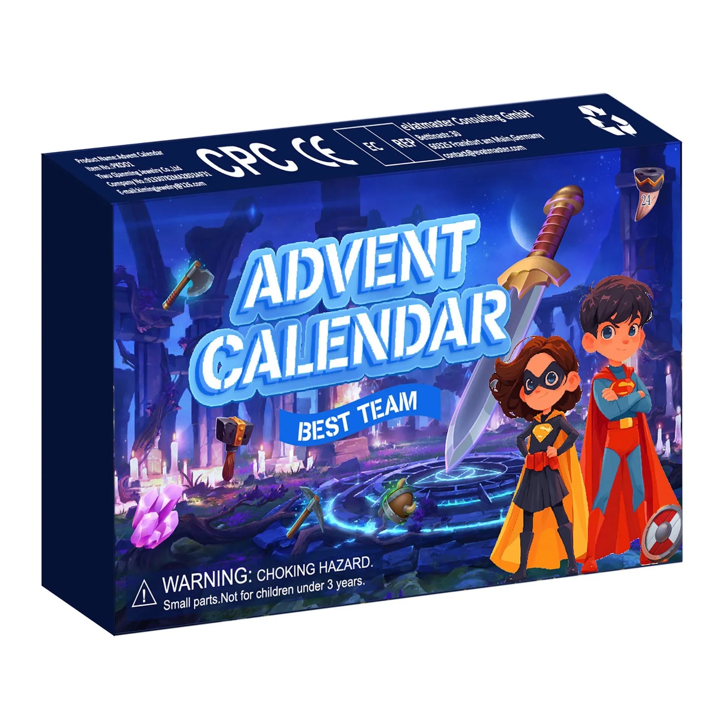 Calendrier de l'Avent de Noël 2024 pour enfants - 24 miniatures surprises des fêtes, cadeau de compte à rebours amusant