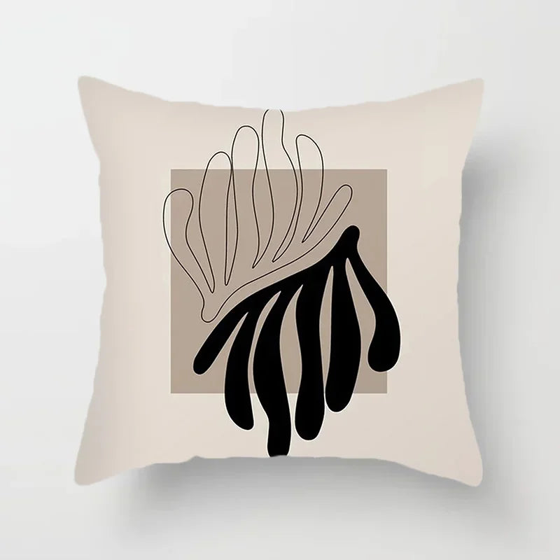Aurum Housse de coussin - Housse de coussin moderne noir et blanc avec impression artistique abstraite