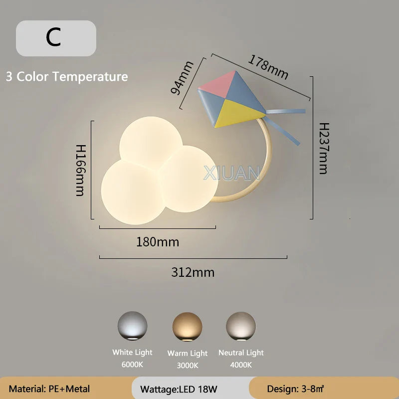 CartoonAirplane Light – Lampe murale ludique pour la chambre d'enfant