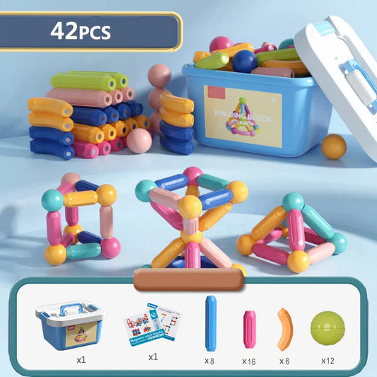 Set de blocs de construction magnétiques pour enfants - Jouet éducatif Montessori pour tout-petits, cadeau de construction créatif magnétique