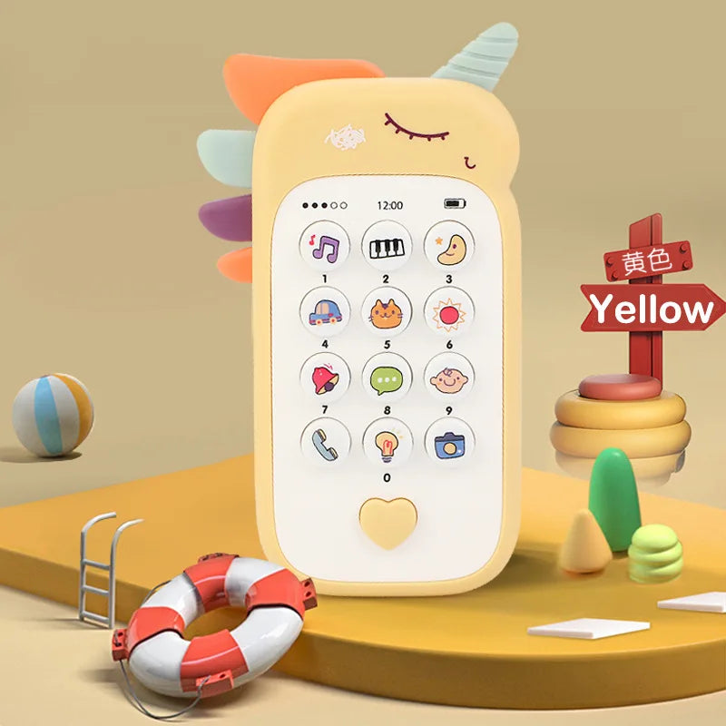 Jouet téléphone musical pour bébé avec anneau de dentition - Téléphone sonore d'apprentissage précoce pour nourrissons, idéal comme cadeau pour enfants pour dormir et jouer