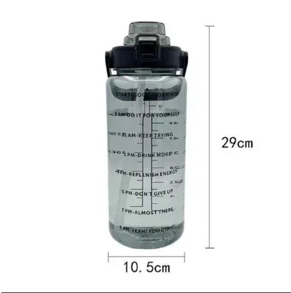 HydroMax – Bouteille d’Eau Portable 2L avec Paille, Indicateur de Temps et Grande Capacité