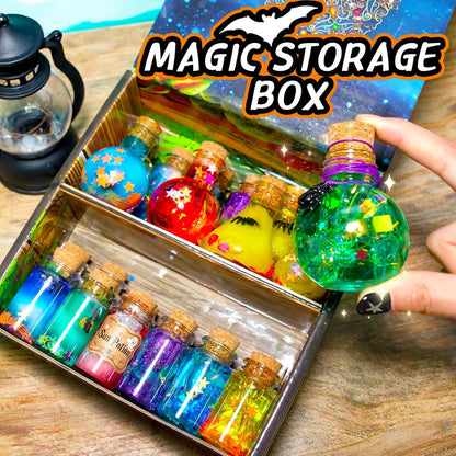 Kit de potions magiques DIY enchanteur pour enfants - 24 bouteilles, livre de sorts et accessoires magiques pour s'amuser à Halloween et Noël