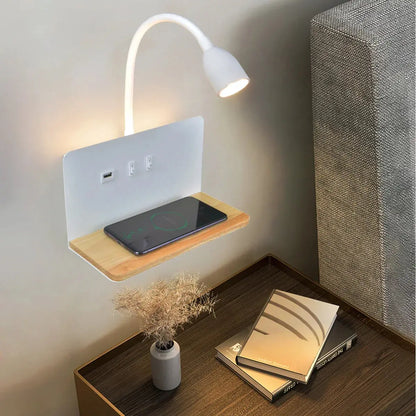 LumiCharge | Applique Murale LED avec USB et Charge Sans Fil
