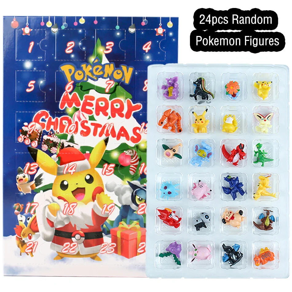 Calendrier de l'Avent Kawaii Pikachu - 24 figurines en PVC Anime pour enfants, ensemble cadeau de vacances