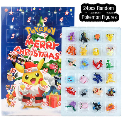 Calendrier de l'Avent Kawaii Pikachu - 24 figurines en PVC Anime pour enfants, ensemble cadeau de vacances