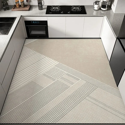 Tapis de cuisine moderne en PVC – Tapis de sol imperméable et résistant à l'huile pour une décoration intérieure élégante