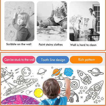 Enfants DIY Rouleau de Coloration - Rouleau de Graffiti de 118 pouces, Papier Sûr pour Projets Artistiques Créatifs, Amusement Éducatif en Artisanat pour Enfants