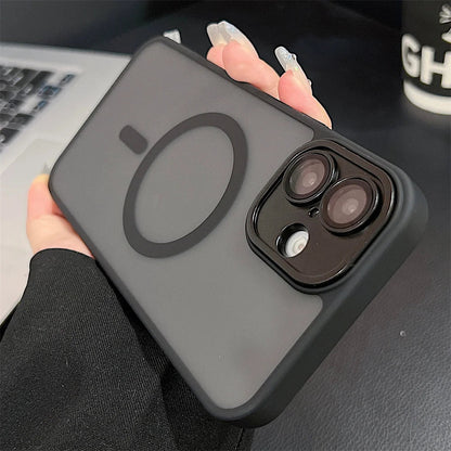 Coque de protection MagSafe translucide mate de luxe pour iPhone 16 Pro Max 15 14 13 12 11 antichoc Couverture de charge sans fil