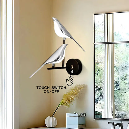 Creative Bird Appliques murales LED pivotantes à 360° Chambre de nuit Intérieur Interrupteur tactile doré Appliques murales LED Applique murale Maison
