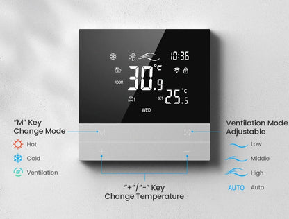 Thermostat et Minuteur pour Climatiseur Central Intelligent Tuya - Contrôle WiFi via les Applications SmartLife Google Alexa
