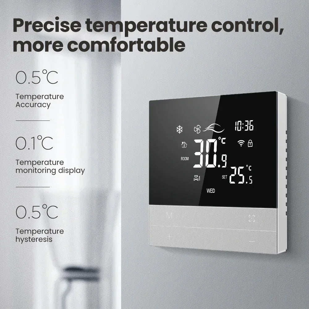 Contrôleur de climatiseur central Tuya avec thermostat intelligent - Contrôle des appareils de chauffage et de refroidissement via les applications SmartLife Google Alexa