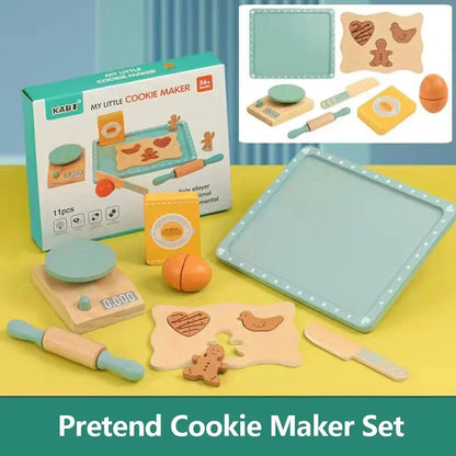 Ensemble de jouets en bois pour enfants - Ensemble de machine à café et à biscuits - Cadeau éducatif de jeux de rôle en cuisine pour garçons et filles
