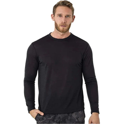 Ensemble de couche de base thermique en laine mérinos pour hommes - Haut à manches longues de poids moyen de 240G & Chaussettes de randonnée gratuites