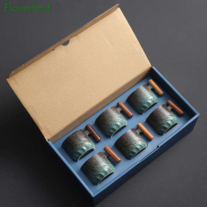 Ensemble de tasses en céramique inspirées du Japon rétro