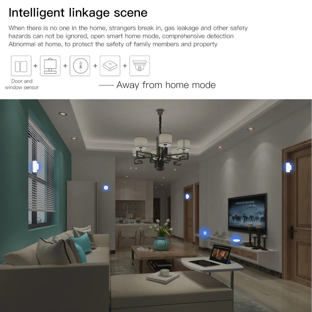 Capteur de porte et de fenêtre intelligent Tuya - Détection d'entrée Wifi Contrôle via SmartLife Google Alexa Apps