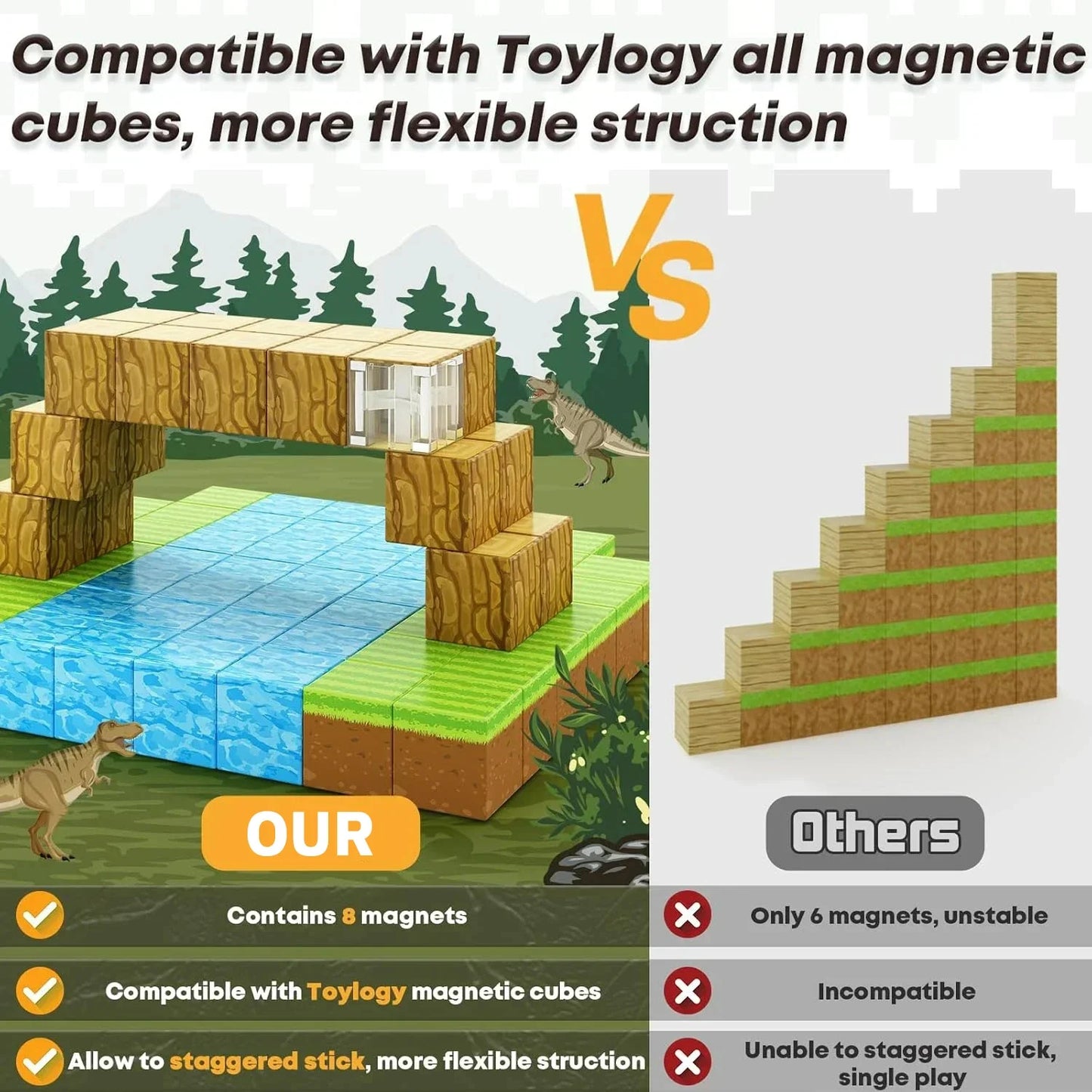 Ensemble de blocs de construction magnétiques - Jouets sensoriels STEM pour enfants, kit de construction écologique pour garçons et filles à partir de 6 ans