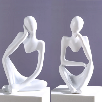 Ensemble de sculptures nordiques modernes 'Le Penseur' comme décoration élégante pour le salon et le bureau