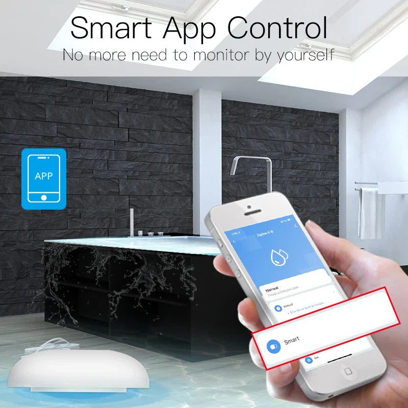 Capteur d'inondation Tuya ZigBee & Détecteur de fuite d'eau - Contrôle du niveau d'eau WiFi via les applications SmartLife Google Alexa