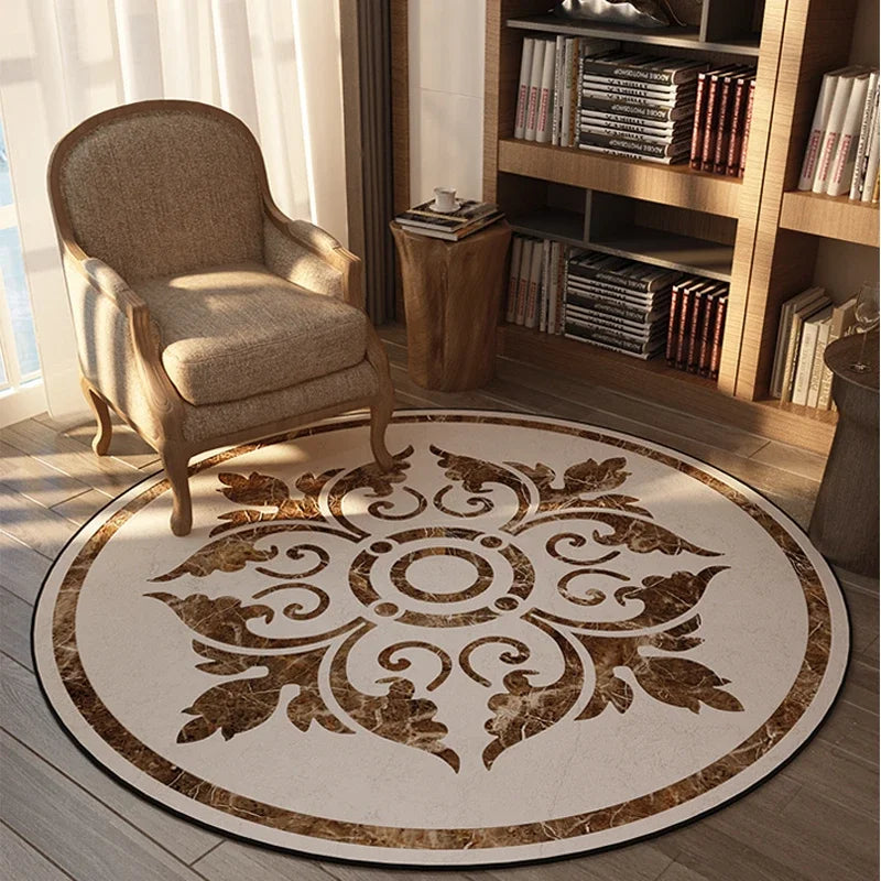 ElegantCircle - Tapis Ronde Américaine Luxe pour Chambre