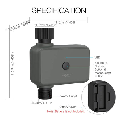 Vanne d'irrigation automatique à minuterie Tuya Smart - Minuteur d'eau programmable WiFi Bluetooth via les applications SmartLife Google Alexa