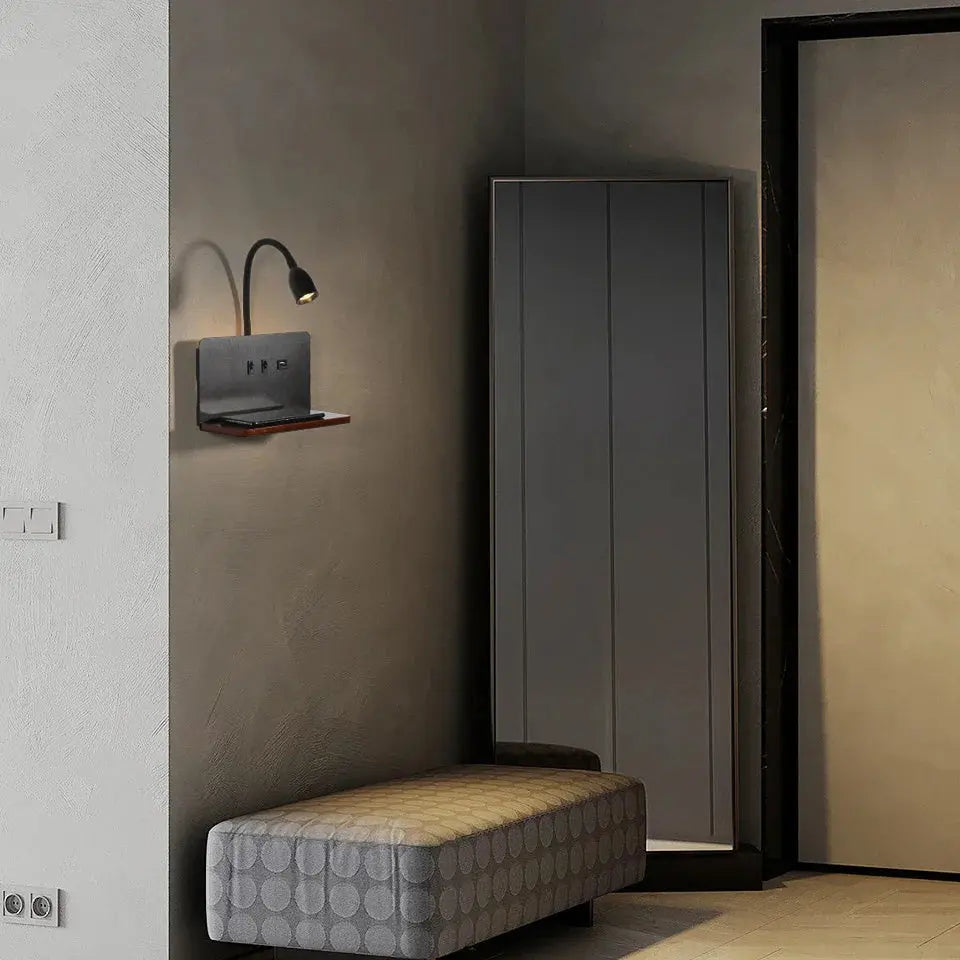 LumiCharge | Applique Murale LED avec USB et Charge Sans Fil