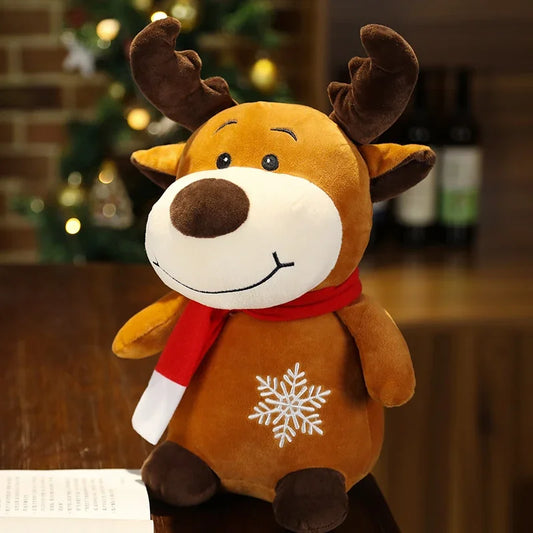 Floroux - Douces figures de Noël en peluche avec le Père Noël, un bonhomme de neige et un renne