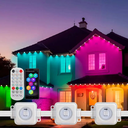 Smart RGBIC Permanent Outdoor LED Fairy Christmas Lights - Éclairage étanche pour les avant-toits de Noël et de décoration des fêtes, contrôle Bluetooth