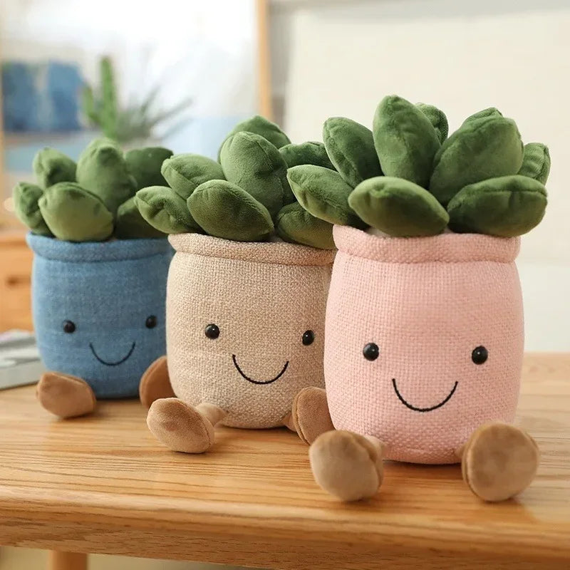 Coussin Succulent en Peluche – Coussin Décoratif Créatif en Design de Pot pour Chambre d'Enfant et Salon, Cadeau Idéal