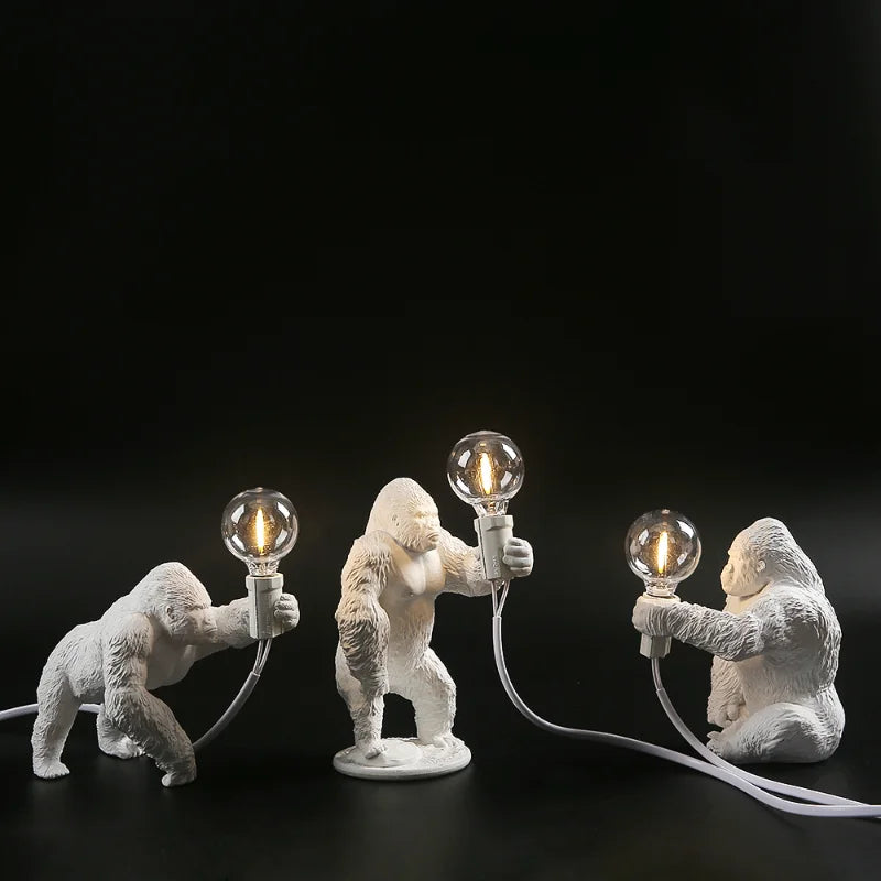Floroux Gorilla Lampe de table | Lampe de nuit LED | Éclairage de table animalier pour la maison