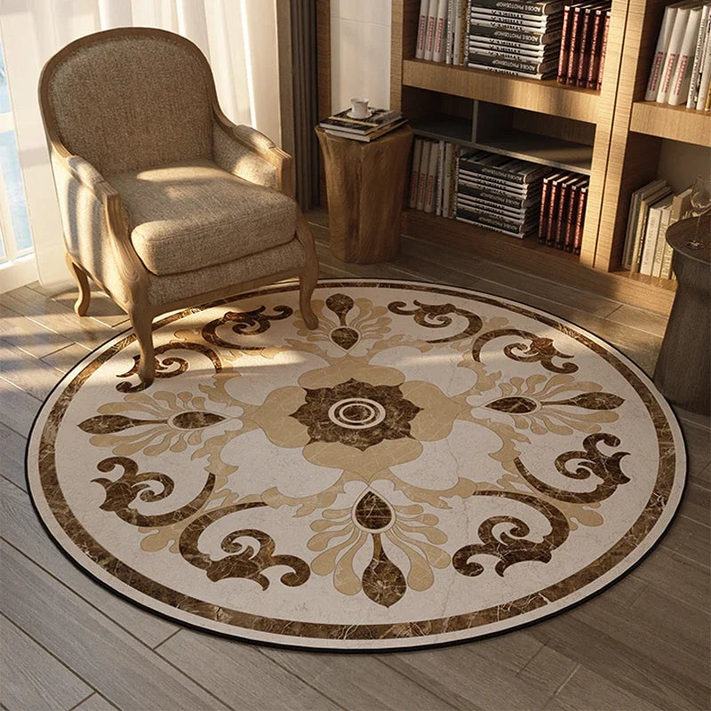 ElegantCircle - Tapis Ronde Américaine Luxe pour Chambre