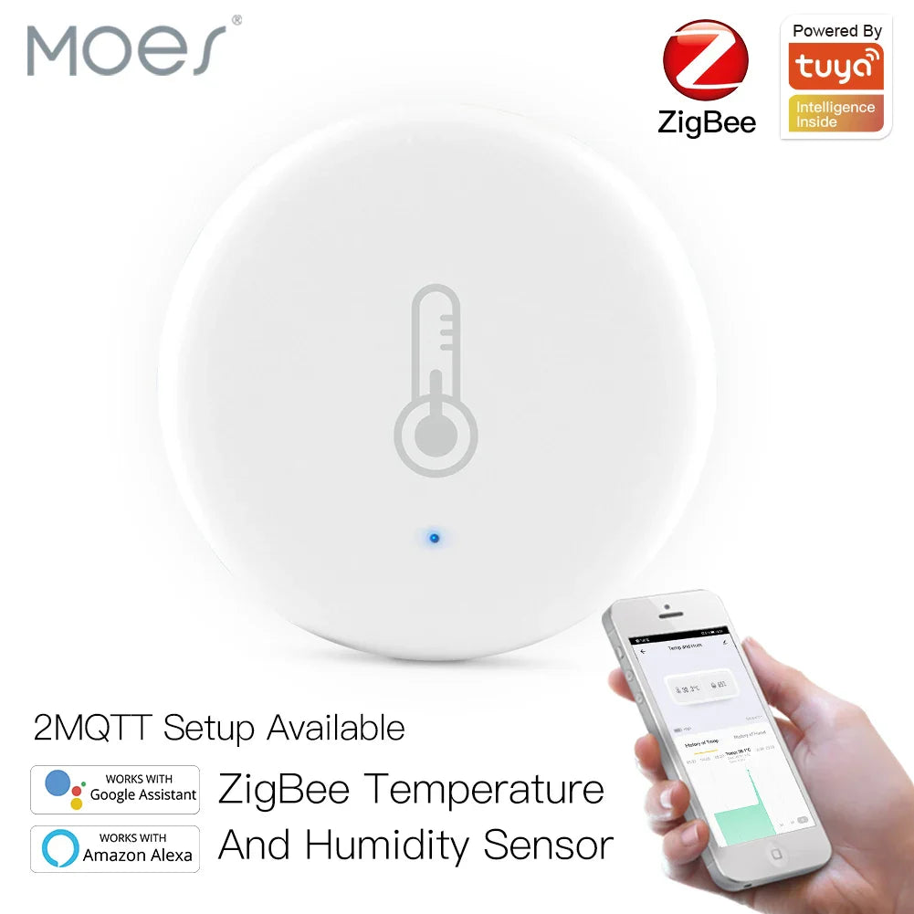 Capteur de température et d'humidité intelligent Tuya ZigBee - Surveillance et contrôle WiFi via les applications SmartLife Google Alexa