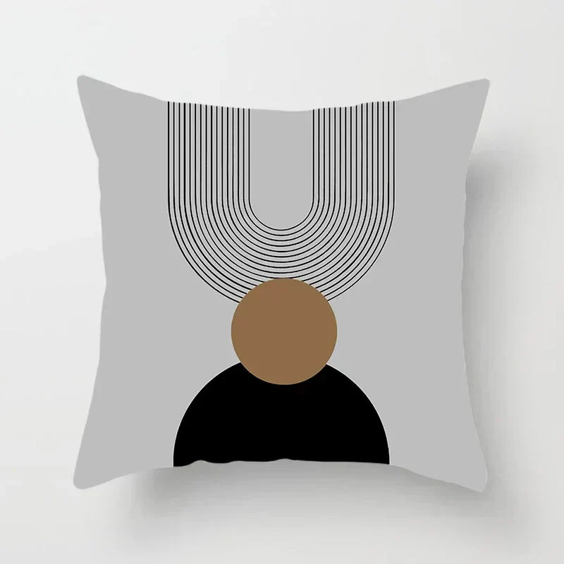 Aurum Housse de coussin - Housse de coussin moderne noir et blanc avec impression artistique abstraite