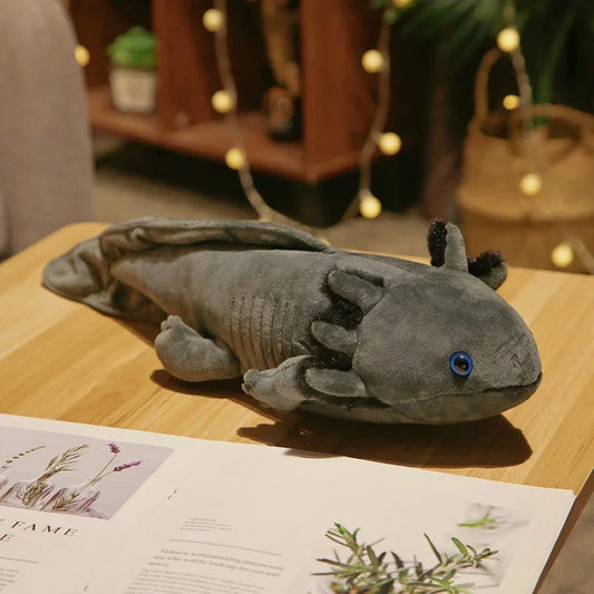 Jouet en peluche axolotl coloré adorable - 45 cm (17,7 pouces) coussin long flou, parfait cadeau pour enfants, mignon animal en peluche salamandre