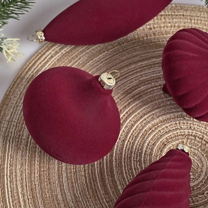 Boules de Noël élégantes en velours flocké incassables - Décorations d'arbre de vacances réutilisables pour l'ambiance festive 27PCS