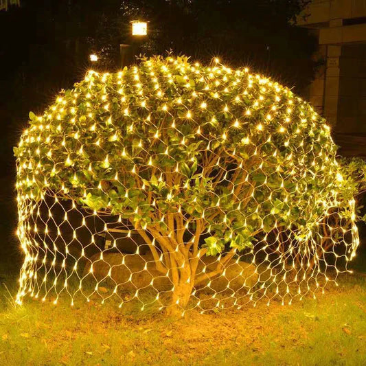 Lumières féeriques de Noël en filet LED étanches - 8 modes ou alimentées par énergie solaire, idéales pour les décorations de Noël et de vacances