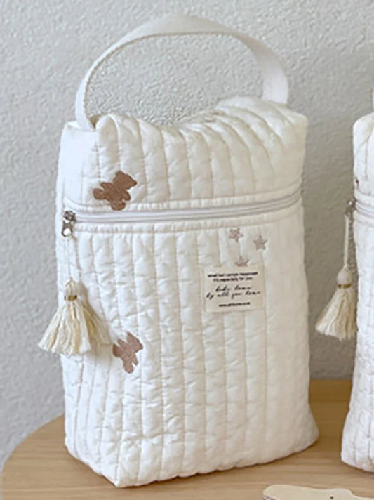 Sac à langer brodé en Jean : sac à langer portable avec fermeture éclair suspendu pour poussette