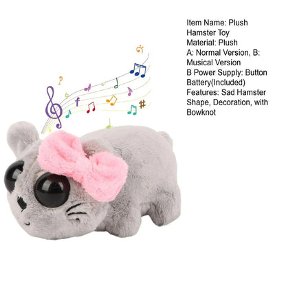 Jouet en peluche hamster triste kawaii avec son - Animal en peluche doux pour enfants, cadeau parfait pour les anniversaires et la Saint-Valentin, décoration câline de 6"