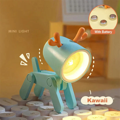 Floroux Cute LED Night Light | Mini Pet Design | Dog, Deer & Dinosaur | Foldable Table Lamp for Children's Room