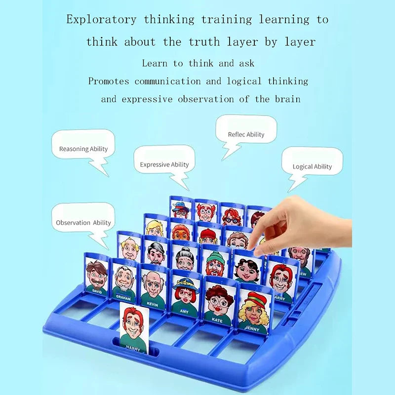 Jeu interactif Devine Qui pour enfants - Jeu de cartes puzzle logique parent-enfant pour le plaisir et l'engagement entre amis