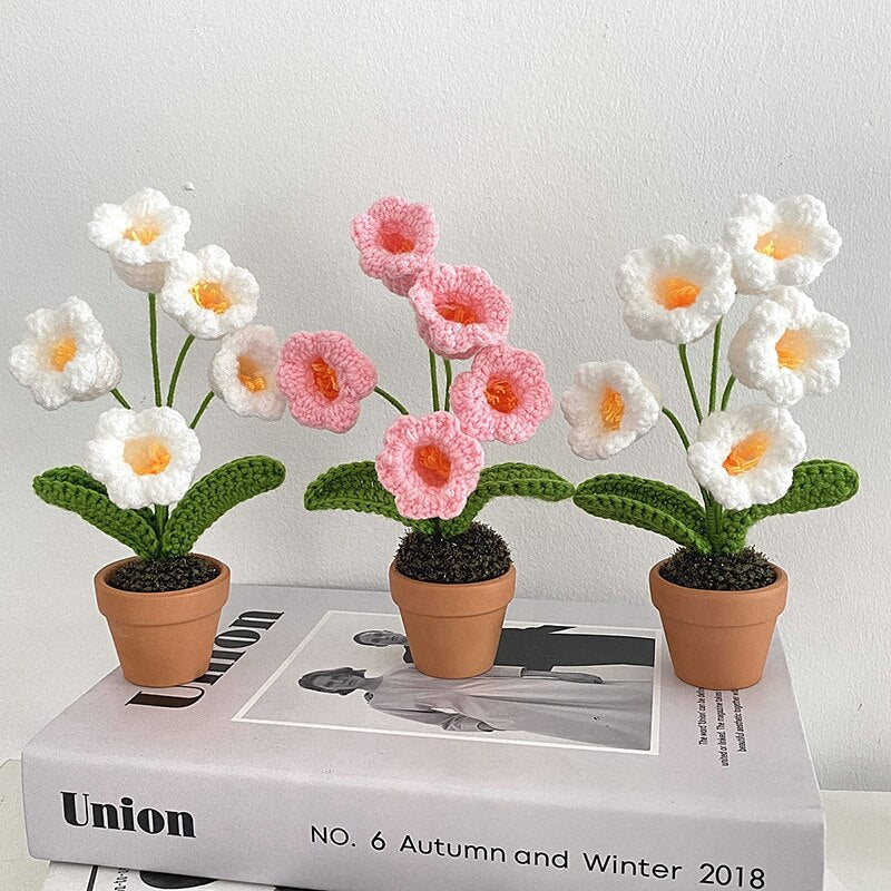 Décor de pot de fleurs au crochet fait main