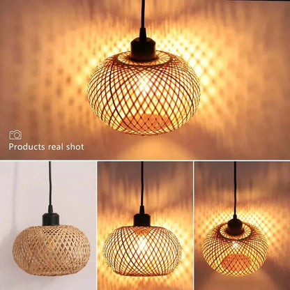 Chic lustre en rotin du milieu du siècle
