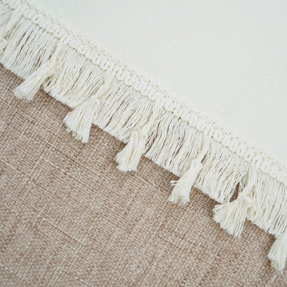 Coussin Boho - Housse de coussin géométrique beige avec franges