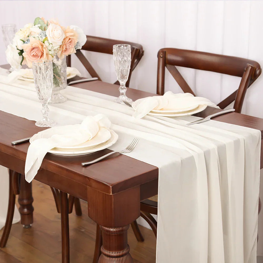 Chemin de table en chiffon unicolore luxueux au design rustique Boho avec des franges – Décoration de table parfaite pour les mariages, les baby showers, Pâques, la Saint-Valentin et la maison