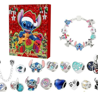 Calendrier de l'Avent Disney 2024 Bracelets - 24 Jours DIY Bijoux Compte à Rebours pour Cadeaux de Noël