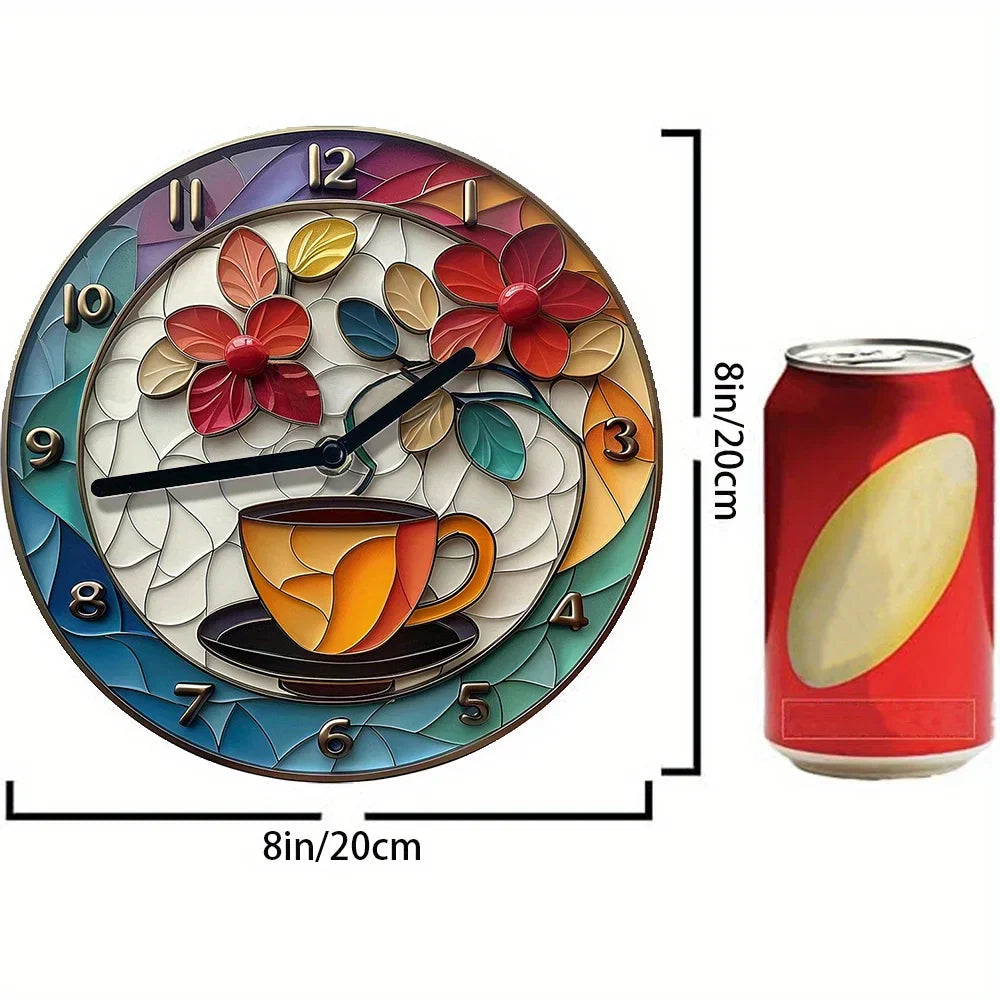 Horloge murale en aluminium sur le thème du café