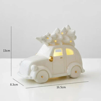 Bonhomme de neige en céramique lumineux – Figurine décorative festive pour des soirées d'hiver chaleureuses