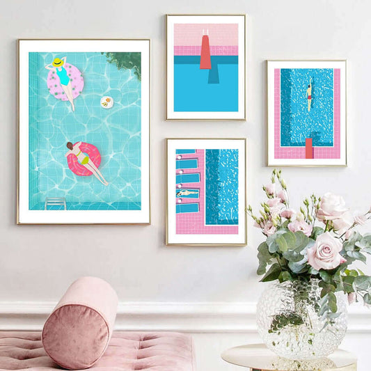 Affiche en toile PoP Art de piscine bleue
